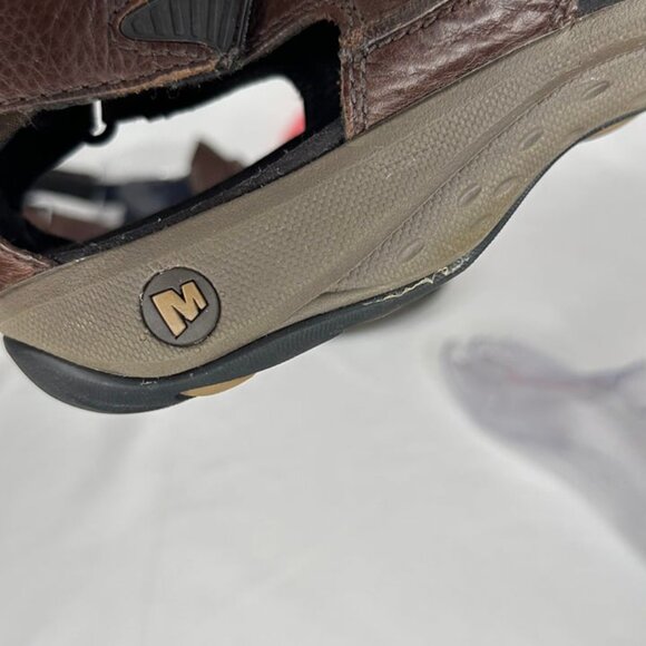 Merrell Galien Chili Brown Leather Hook and Loop Sandals Size 13/46 - Picture 9 of 11